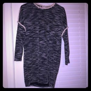 Navy and white knit sweater dress